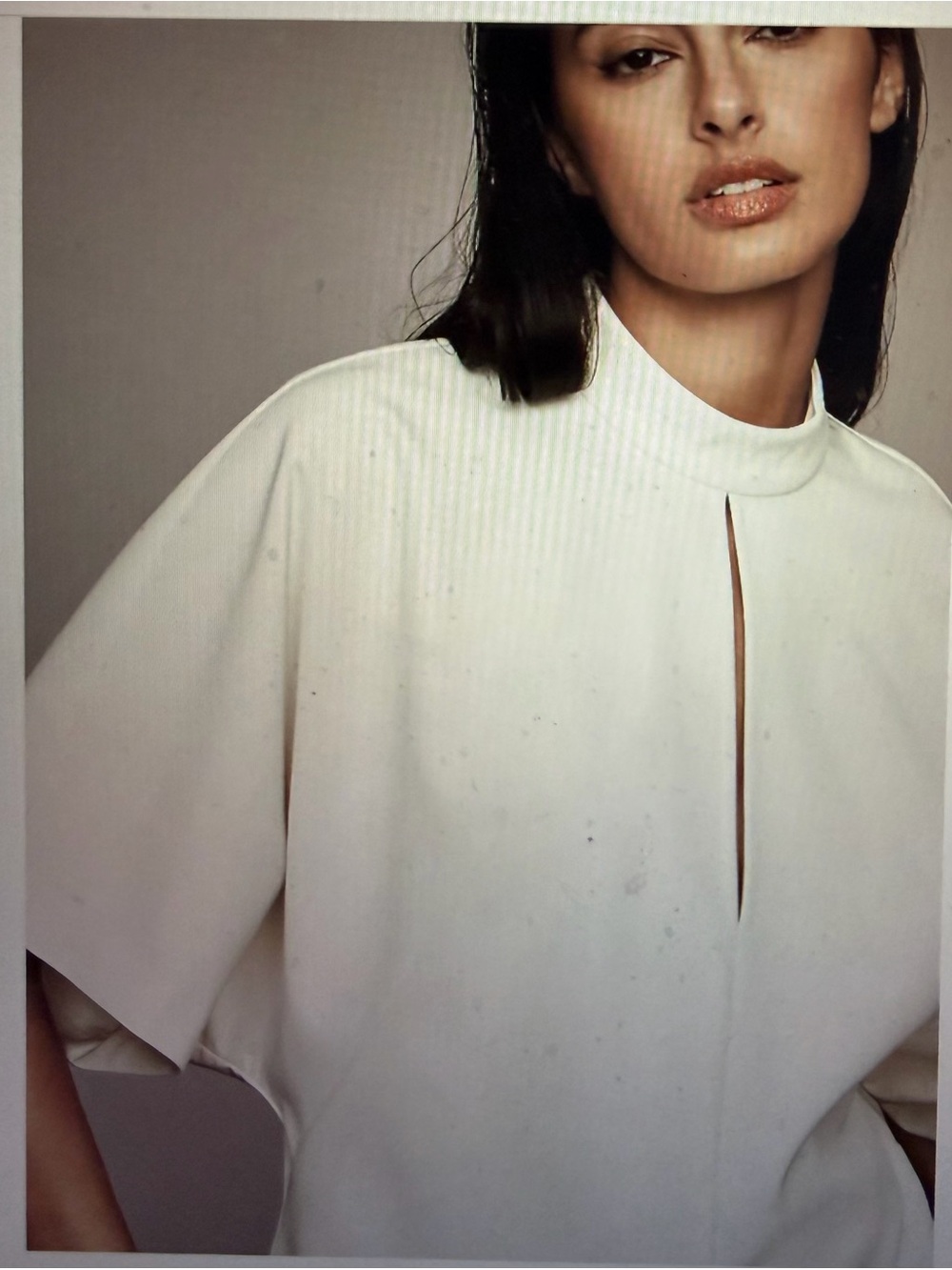 Maeve Mock-Neck Batwing Keyhole Top